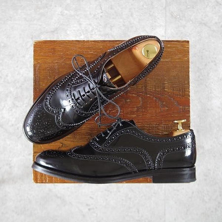 極美品★チャーチ(レディース) SIZE 37【定価￥176,000-★バーウッド/BURWOOD WG】ポリッシュドバインダーカーフ/黒/Church's★k690