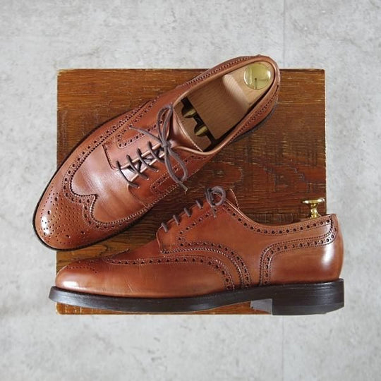 ★クロケット&ジョーンズ 6E【貴重★(英)フォスター&サン別注/ダイナイトソール】325ラスト/フルブローグ/カーフ/茶/Crockett&Jones★k692