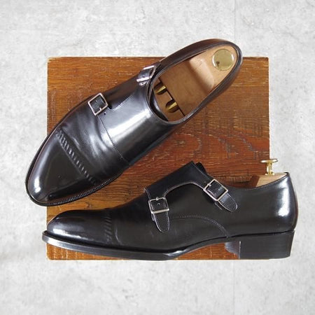 美品★シェットランドフォックス SIZE 7【定価￥77,000-★ケンジントン2/シャドウステッチ仕様/014F】ダブルモンク/黒/Shetlandfox★k693