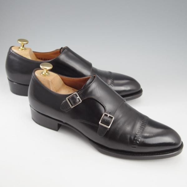 美品★シェットランドフォックス SIZE 7【定価￥77,000-★ケンジントン2/シャドウステッチ仕様/014F】ダブルモンク/黒/Shetlandfox★k693