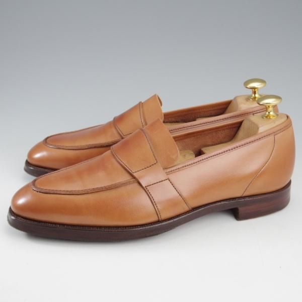 美品★クロケット&ジョーンズ 5.5E【定価￥132,000-★(英)ジョージクレバリー別注/ローファー/OWEN】スリッポン/茶/Crockett&Jones★k695