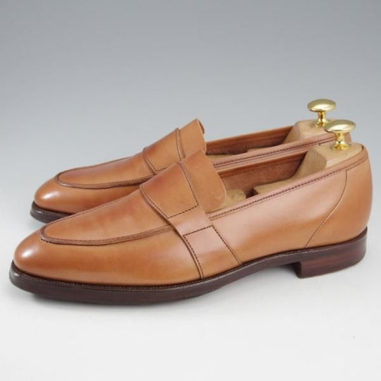 美品★クロケット&ジョーンズ 5.5E【定価￥132,000-★(英)ジョージクレバリー別注/ローファー/OWEN】スリッポン/茶/Crockett&Jones★k695