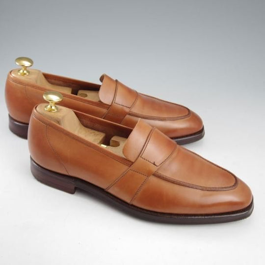 美品★クロケット&ジョーンズ 5.5E【定価￥132,000-★(英)ジョージクレバリー別注/ローファー/OWEN】スリッポン/茶/Crockett&Jones★k695