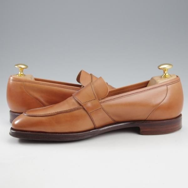 美品★クロケット&ジョーンズ 5.5E【定価￥132,000-★(英)ジョージクレバリー別注/ローファー/OWEN】スリッポン/茶/Crockett&Jones★k695