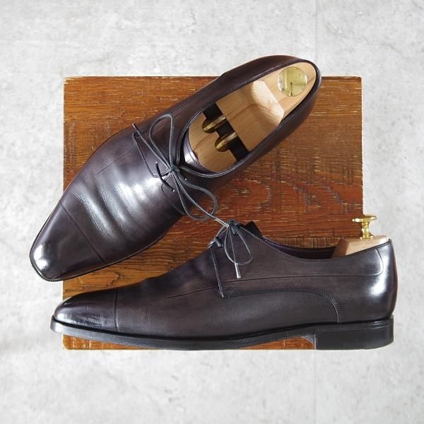 極上★(仏)ベルルッティ SIZE 7【黒系パティーヌ★ヴェネチアレザー/ダービーシューズ】Vフロント/NERO GRIGIO/メンズ/Berluti★k696
