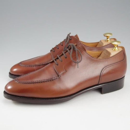 美品★三陽山長 SIZE 7【現行モデル定価￥121,000-★勘三郎/スキンステッチ仕様/R201ラスト】Uチップ/カーフ/茶/Sanyo Yamacho★k697