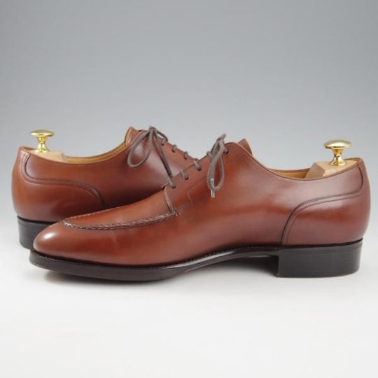 美品★三陽山長 SIZE 7【現行モデル定価￥121,000-★勘三郎/スキンステッチ仕様/R201ラスト】Uチップ/カーフ/茶/Sanyo Yamacho★k697
