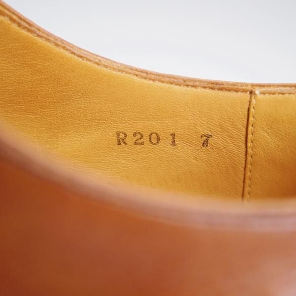 美品★三陽山長 SIZE 7【現行モデル定価￥121,000-★勘三郎/スキンステッチ仕様/R201ラスト】Uチップ/カーフ/茶/Sanyo Yamacho★k697