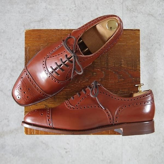 未使用★チャーチ 75F/UK7.5【旧チャーチ★デッドストック品/73ラスト/DIPLOMAT】ディプロマット/セミブローグ/カーフ/茶/Church's★k700