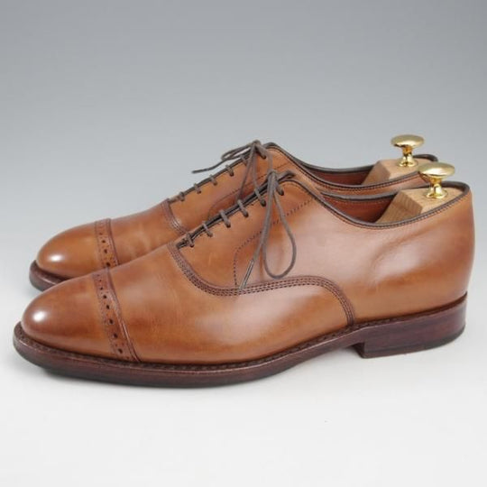 美品★(米)アレンエドモンズ 7.5D【貴重★ブルックスブラザーズ別注/BROOKS BROTHERS】パンチドキャップトゥ/茶/ALLEN EDMONDS★k705