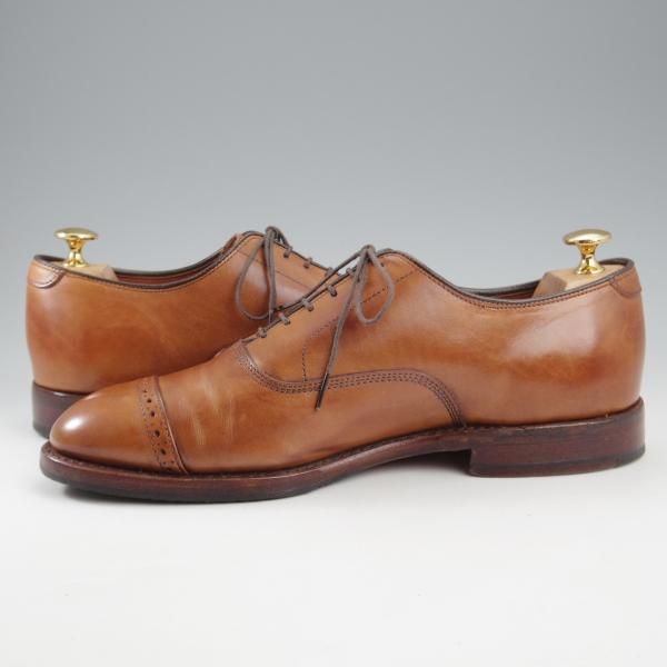 美品★(米)アレンエドモンズ 7.5D【貴重★ブルックスブラザーズ別注/BROOKS BROTHERS】パンチドキャップトゥ/茶/ALLEN EDMONDS★k705