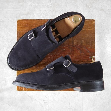 極上★クロケット&ジョーンズ 7E【ダイナイトソール仕様★COMPTON 2/ダブルモンク/紺】335ラスト/スエード/メンズ/Crockett&Jones★k712