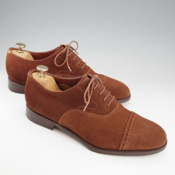 美品★(伊)サントーニ SIZE 6【ブラックラピド製法★パンチドキャップトゥ/4505】スエード/茶/メンズ/Santoni★k713