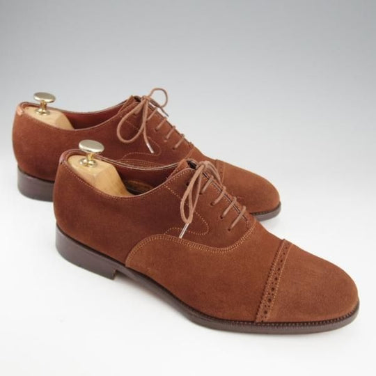 美品★(伊)サントーニ SIZE 6【ブラックラピド製法★パンチドキャップトゥ/4505】スエード/茶/メンズ/Santoni★k713