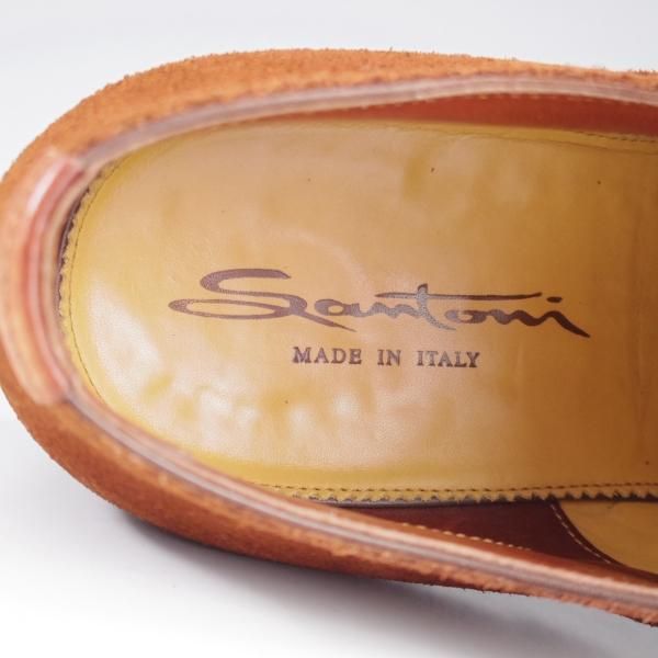 美品★(伊)サントーニ SIZE 6【ブラックラピド製法★パンチドキャップトゥ/4505】スエード/茶/メンズ/Santoni★k713