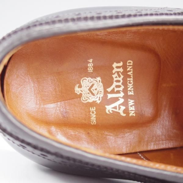 美品★オールデン 9EE【現行定価13万円程度★セミブローグ/909/ハンプトンラスト】カーフ/黒/メンズ/ALDEN★k723