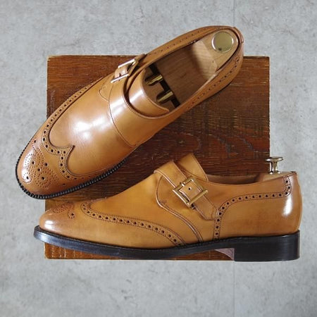 極美品★チャーチ 85F/UK8.5【貴重★73ラスト/モンクストラップ/PICCADILLY】ネバダカーフ/CHESTNUT/薄茶/メンズ/Church's★k724