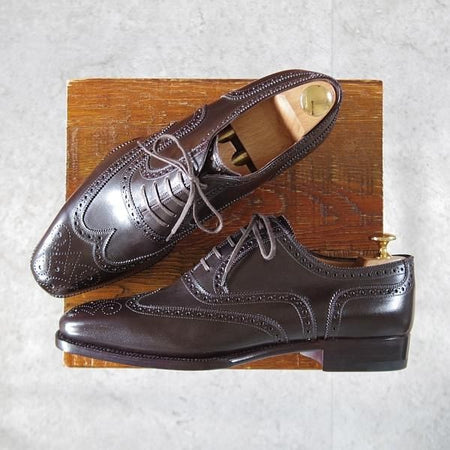 ほぼ未使用★(伊)ステファノ・ベーメル SIZE 40.5【定価￥216,000-★フルブローグ/Sラスト/6350】カーフ/濃茶/Stefano Bemer★k726