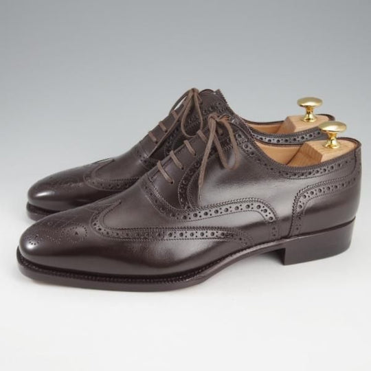 ほぼ未使用★(伊)ステファノ・ベーメル SIZE 40.5【定価￥216,000-★フルブローグ/Sラスト/6350】カーフ/濃茶/Stefano Bemer★k726