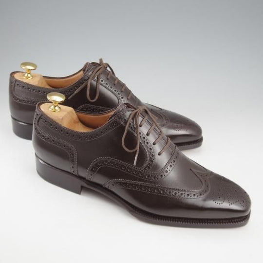 ほぼ未使用★(伊)ステファノ・ベーメル SIZE 40.5【定価￥216,000-★フルブローグ/Sラスト/6350】カーフ/濃茶/Stefano Bemer★k726