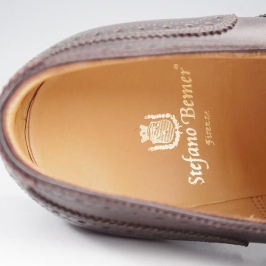 ほぼ未使用★(伊)ステファノ・ベーメル SIZE 40.5【定価￥216,000-★フルブローグ/Sラスト/6350】カーフ/濃茶/Stefano Bemer★k726