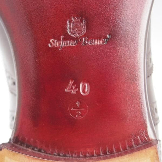 ほぼ未使用★(伊)ステファノ・ベーメル SIZE 40.5【定価￥216,000-★フルブローグ/Sラスト/6350】カーフ/濃茶/Stefano Bemer★k726