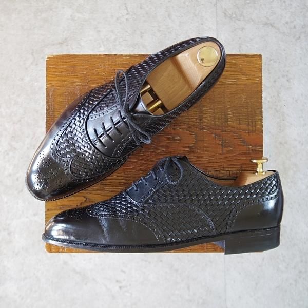 極上★銀座ヨシノヤ SIZE 25.5【★イントレチャート/フルブローグ】黒/カーフ/メンズ/Ginza Yoshinoya★k735
