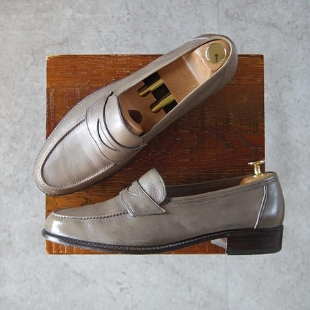 ★(伊)BONORA/ボノーラ SIZE 41.5【★コインローファー/灰】スリッポン/シボ革/メンズ★k736