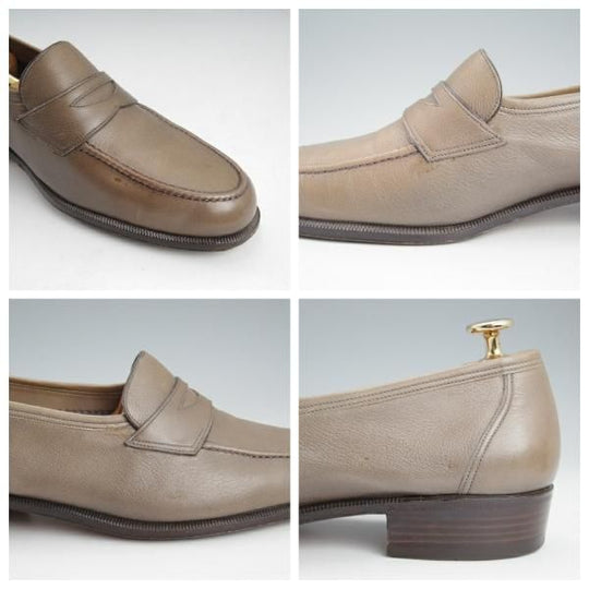 ★(伊)BONORA/ボノーラ SIZE 41.5【★コインローファー/灰】スリッポン/シボ革/メンズ★k736