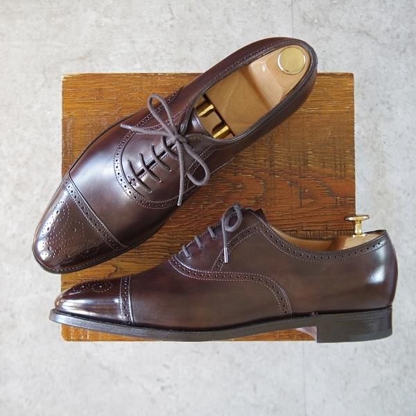 未使用★ジョンロブ 7.5E【定価￥216,000-★ミスティカーフ仕様/SAUNTON/7000ラスト】セミブローグ/濃茶/JOHN LOBB★k739