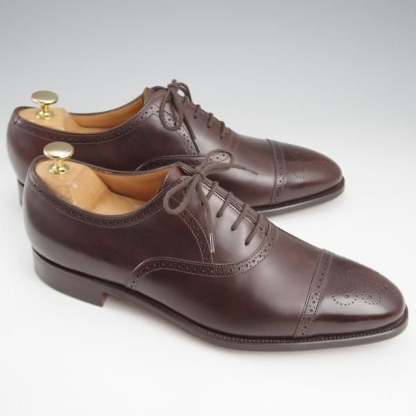 未使用★ジョンロブ 7.5E【定価￥216,000-★ミスティカーフ仕様/SAUNTON/7000ラスト】セミブローグ/濃茶/JOHN LOBB★k739