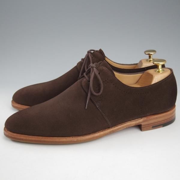 極美品★ジョンロブ 7.5E【★リース/LEITH/8695ラスト/TENSILE】Vフロント/プレーントゥ/スエード/濃茶/メンズ/JOHN LOBB★k741