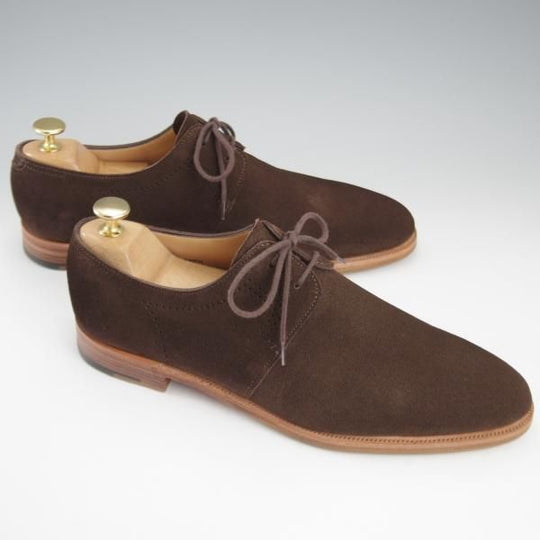 極美品★ジョンロブ 7.5E【★リース/LEITH/8695ラスト/TENSILE】Vフロント/プレーントゥ/スエード/濃茶/メンズ/JOHN LOBB★k741