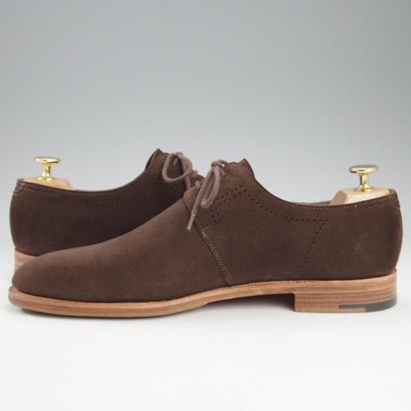 極美品★ジョンロブ 7.5E【★リース/LEITH/8695ラスト/TENSILE】Vフロント/プレーントゥ/スエード/濃茶/メンズ/JOHN LOBB★k741