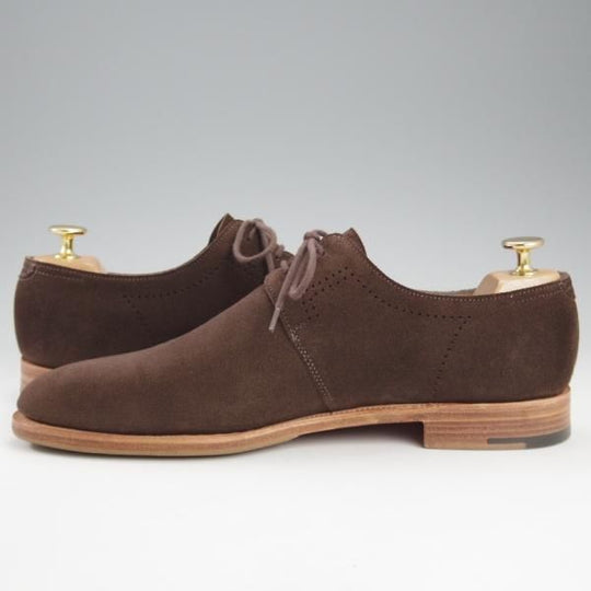 極美品★ジョンロブ 7.5E【★リース/LEITH/8695ラスト/TENSILE】Vフロント/プレーントゥ/スエード/濃茶/メンズ/JOHN LOBB★k741