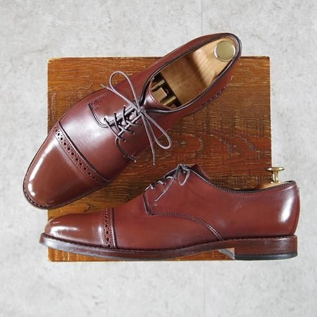 美品★(米)アレンエドモンズ 8D【定価8.5万円程度★Boulevard/パンチドキャップトゥ】カーフ/茶/メンズ/ALLEN EDMONDS★k742