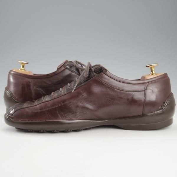 美品★(伊)シルヴァノ・ラッタンジ SIZE 7.5【高額★クロコ×カーフ/ISOWA/レザースニーカー】濃茶/メンズ/Silvano Lattanzi★k746