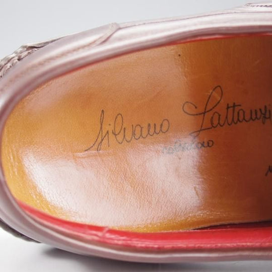 美品★(伊)シルヴァノ・ラッタンジ SIZE 7.5【高額★クロコ×カーフ/ISOWA/レザースニーカー】濃茶/メンズ/Silvano Lattanzi★k746