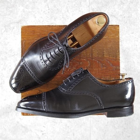 ★(英)ガジアーノ&ガーリング 8.5EX【貴重★クラシックコレクション/BADER/S45ラスト】セミブローグ/カーフ/黒/GAZIANO&GIRLING★k749