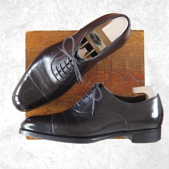 極上★(英)ガジアーノ&ガーリング 8.5F【定価￥242,000-★OXFORD/純正ツリー付/GG06ラスト】ストレートチップ/黒/GAZIANO&GIRLING★k750