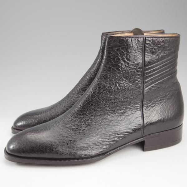 ★(伊)BONORA/ボノーラ SIZE 41.5【貴重★ペッカリー革仕様の製品/サイドジップブーツ】黒/メンズ★k758