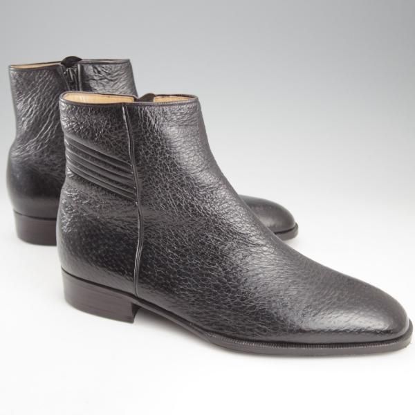 ★(伊)BONORA/ボノーラ SIZE 41.5【貴重★ペッカリー革仕様の製品/サイドジップブーツ】黒/メンズ★k758