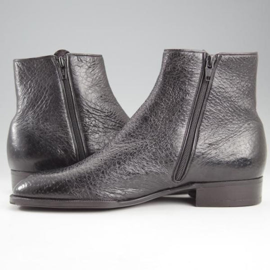 ★(伊)BONORA/ボノーラ SIZE 41.5【貴重★ペッカリー革仕様の製品/サイドジップブーツ】黒/メンズ★k758