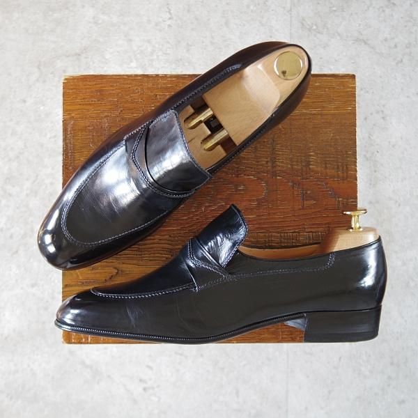 美品★(伊)アルティオリ SIZE 8【定価15万円以上★センターエラステック/黒】ローファー/スリッポン/カンガルー革/メンズ/ARTIOLI★k760