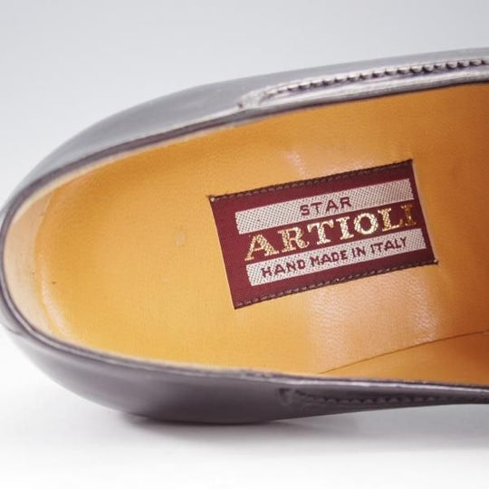 美品★(伊)アルティオリ SIZE 8【定価15万円以上★センターエラステック/黒】ローファー/スリッポン/カンガルー革/メンズ/ARTIOLI★k760