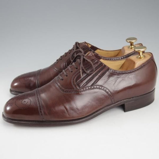 極上★銀座ヨシノヤ SIZE 26【貴重★小笠原シューズ製/セミブローグ】サイドエラスティック/カーフ/濃茶/Ginza Yoshinoya★k761