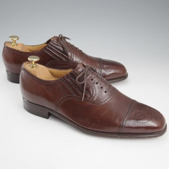 極上★銀座ヨシノヤ SIZE 26【貴重★小笠原シューズ製/セミブローグ】サイドエラスティック/カーフ/濃茶/Ginza Yoshinoya★k761