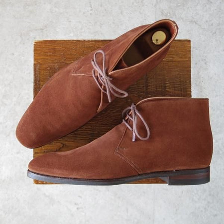 美品★クロケット&ジョーンズ 7.5D【ハンドグレードライン★CITYソール/CAMBERLEY】チャッカブーツ/スエード/茶/Crockett&Jones★k763