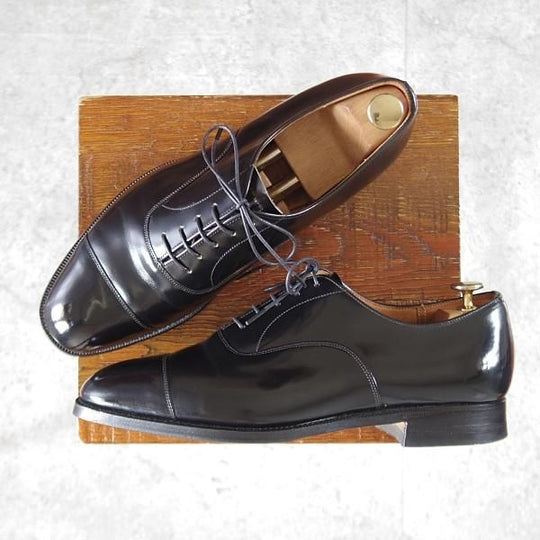 美品★チャーチ 75F/UK7.5【旧チャーチ★73ラスト/コンサル同仕様/BALMORAL】ブックバインダーカーフ/ストレートチップ/黒/Church's★k765