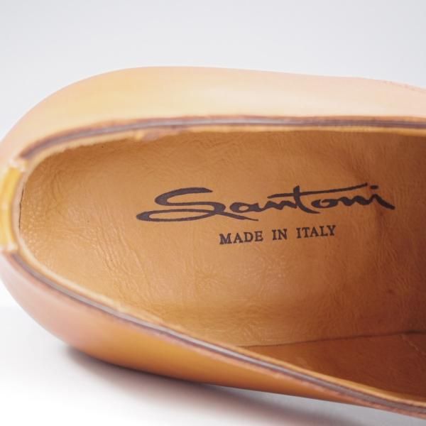 未使用★(伊)サントーニ SIZE 6【★Vフロント/プレーントゥ/7645】カーフ/COGNAC/コニャック/薄茶/メンズ/Santoni★k767